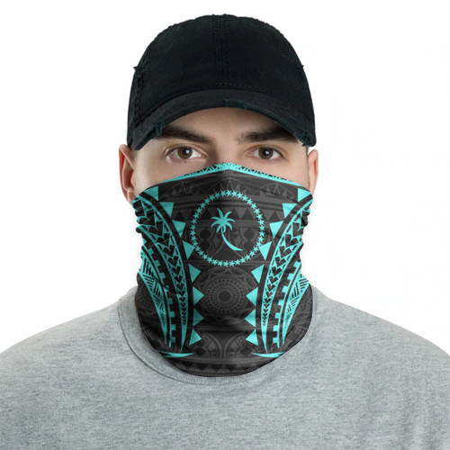 Chuuk Neck Gaiter - Tribal Pattern Turquoise 2