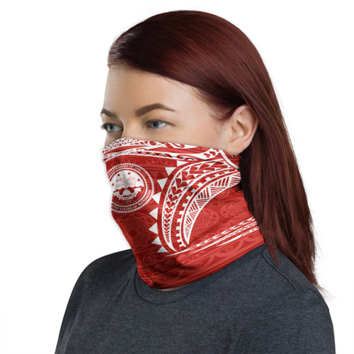 Federated States of Micronesia Neck Gaiter - Tribal Pattern Red 1