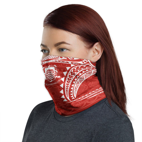 Tuvalu Neck Gaiter - Tribal Pattern Red 1