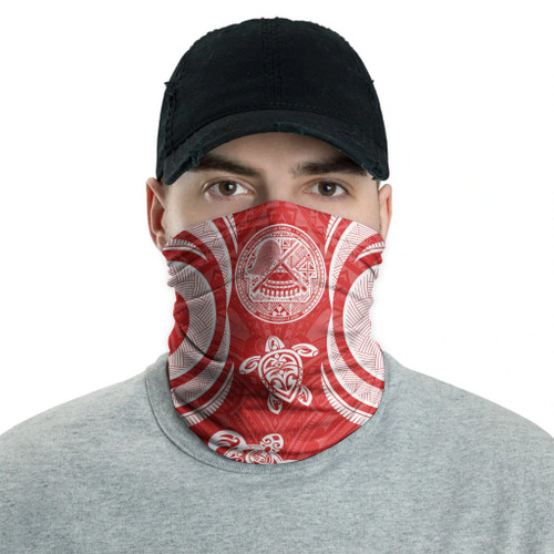 American Samoa Neck Gaiter - Turtle Tentacle White Red 2