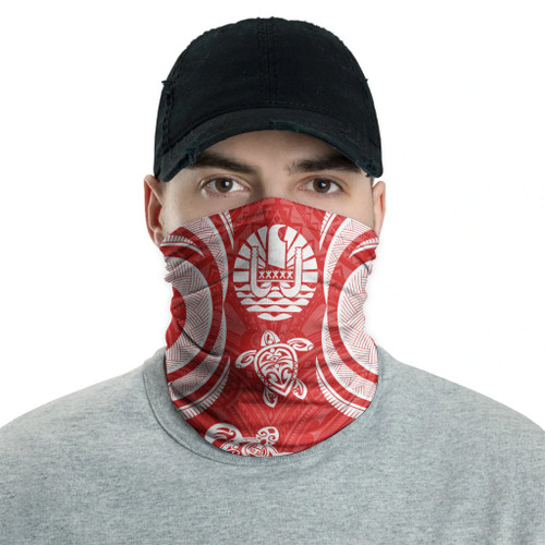 Tahiti Neck Gaiter - Turtle Tentacle White Red 2