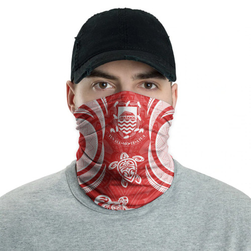 Tuvalu Neck Gaiter - Turtle Tentacle White Red 2