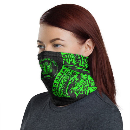 Northern Mariana Islands Neck Gaiter - Polynesian Pattern Green 1