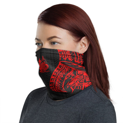 New Caledonia Neck Gaiter - Polynesian Pattern Red 1