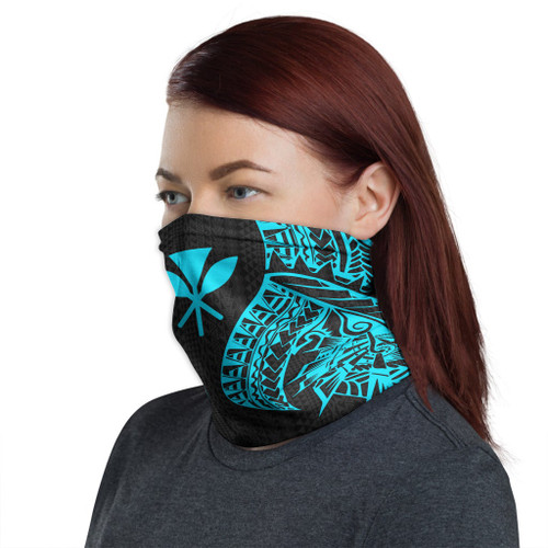 Hawaii Neck Gaiter - Polynesian Pattern Turquoise 1