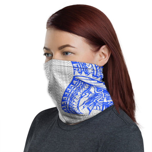Polynesian Neck Gaiter - Polynesian Pattern Blue White 1