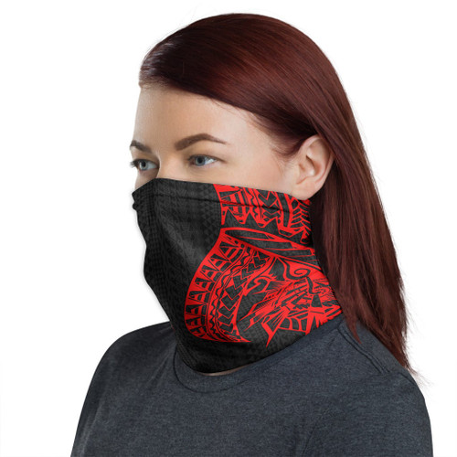 Polynesian Neck Gaiter - Polynesian Pattern Red 1