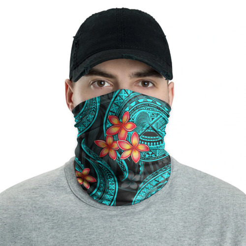 American Samoa Neck Gaiter - Plumeria Turquoise 2