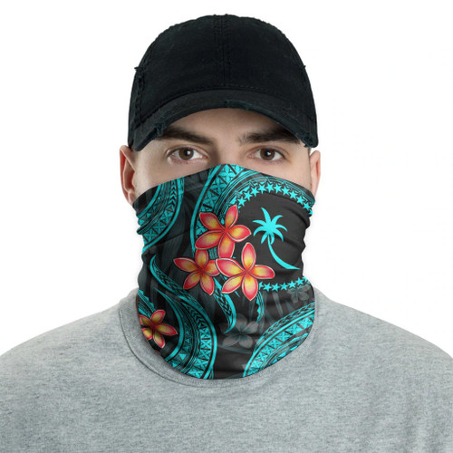 Chuuk Neck Gaiter - Plumeria Turquoise 2
