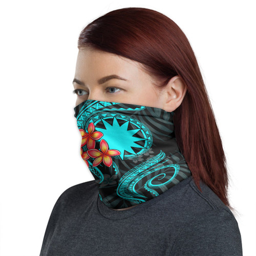 Nauru Neck Gaiter - Plumeria Turquoise 1