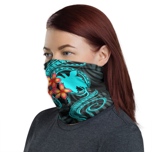 Papua New Guinea Neck Gaiter - Plumeria Turquoise 1