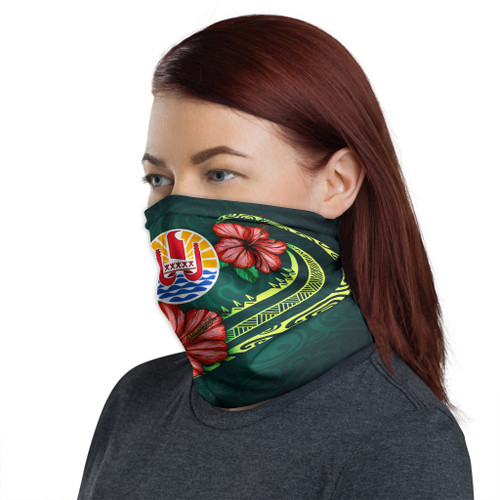 Tahiti Neck Gaiter - Hibiscus With Seal 1