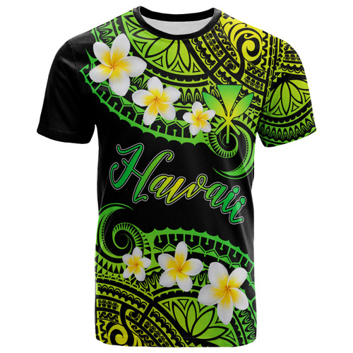 Hawaii Custom Personalised T-Shirt - Plumeria Polynesian Vibe Green 1