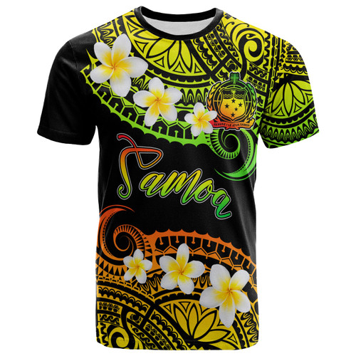 Samoa Custom Personalised T-Shirt - Plumeria Polynesian Vibe Reggae 1