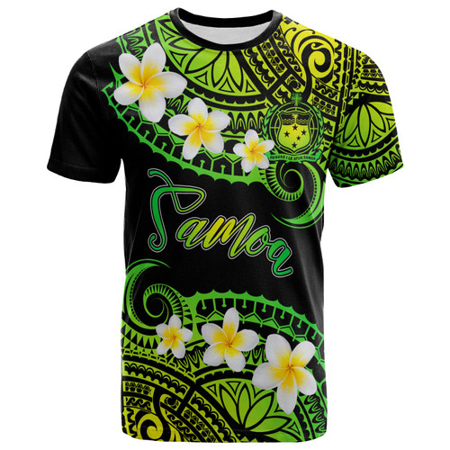 Samoa Custom Personalised T-Shirt - Plumeria Polynesian Vibe Green 1