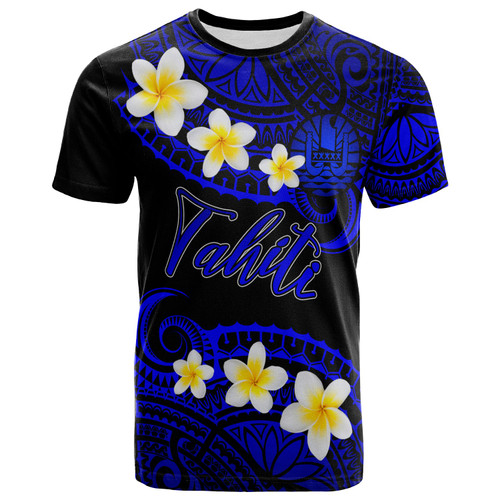 Tahiti Custom Personalised T-Shirt - Plumeria Polynesian Vibe Blue 1 Tahiti Custom Personalised T-Shirt - Plumeria Polynesian Vibe Blue 1