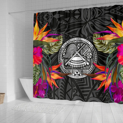 American Samoa Shower Curtain - Polynesian Hibiscus Pattern 2