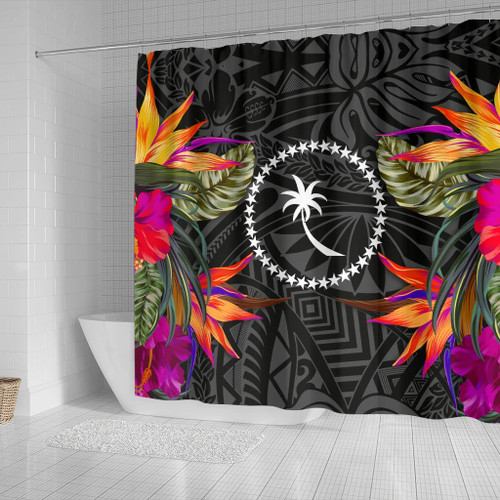 Chuuk Shower Curtain - Polynesian Hibiscus Pattern 2