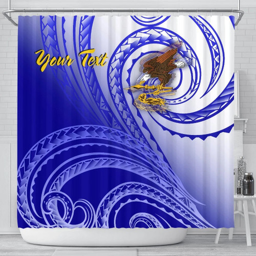 American Samoa Polynesian Custom Personalised Personalized Shower Curtain - Bald Eagle (Blue) 2