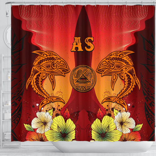 American Samoa Shower Curtains - Tribal Tuna Fish 2