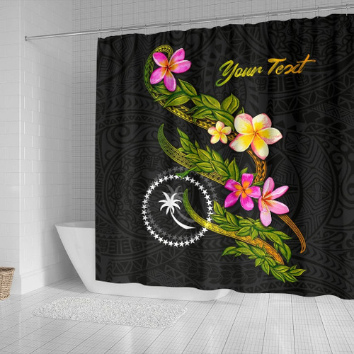 Chuuk Polynesian Custom Personalised Shower Curtain - Plumeria Tribal 2