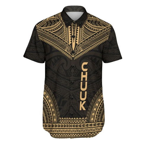 Chuuk Polynesian Chief Hawaiian Shirts - Gold Version 1