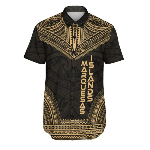 Marquesas Islands Polynesian Chief Hawaiian Shirts - Gold Version 1