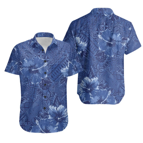Polynesian Hawaiian Shirts - Hibiscus Blue 1