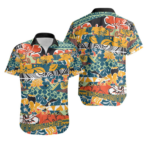 Polynesian Hawaiian Shirts - Colorful Hibiscus Flowers Pattern 1