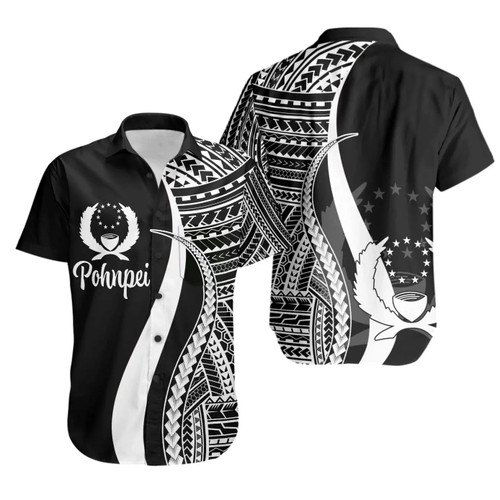 Pohnpei Hawaiian Shirts - White Polynesian Tentacle Tribal Pattern 1