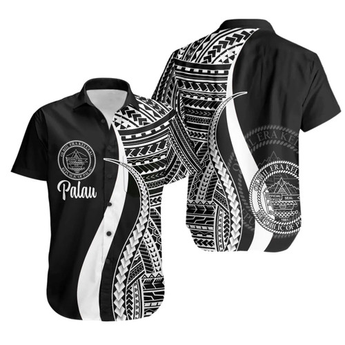 Palau Hawaiian Shirts - White Polynesian Tentacle Tribal Pattern Crest 1