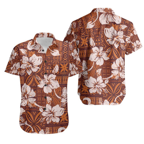 Polynesian Hawaiian Shirts - Tribal Vintage Hibiscus Flowers 1