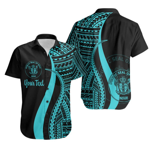 Niue Custom Personalised Hawaiian Shirts - Turquoise Polynesian Tentacle Tribal Pattern 1