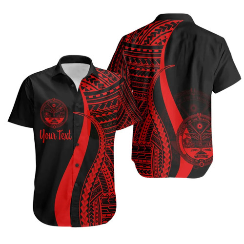 Marshall Islands Custom Personalised Hawaiian Shirts - Red Polynesian Tentacle Tribal Pattern Crest 1