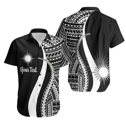 Marshall Islands Custom Personalised Hawaiian Shirts - White Polynesian Tentacle Tribal Pattern 1