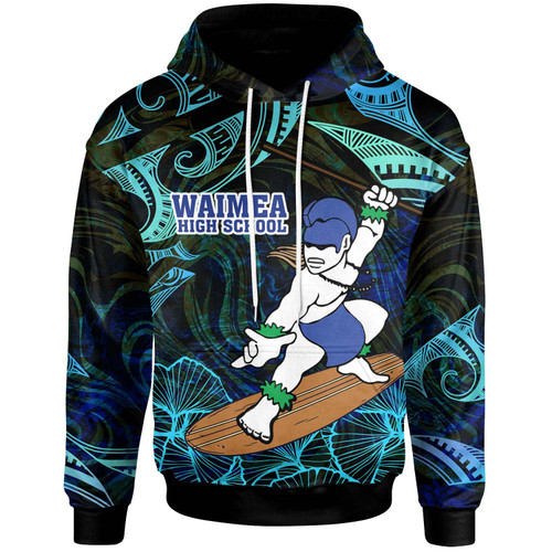 Hawaii Custom Personalised Hoodie - Waimea High School Surfer Polynesian Pattern