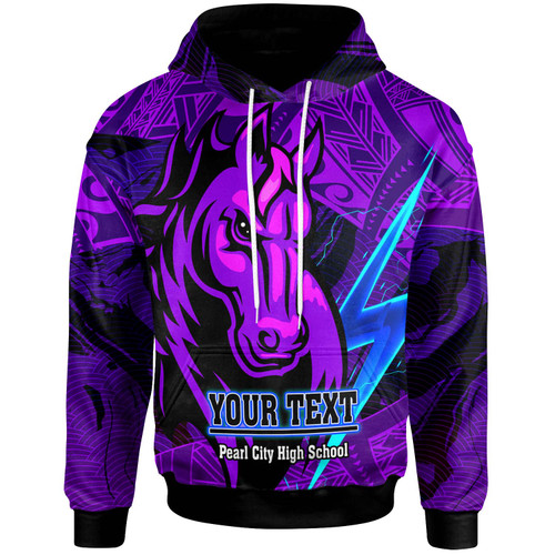 Hawaii Custom Polynesian Hoodie - Pearl City High School Horse and Thunder with Tribal Pattern