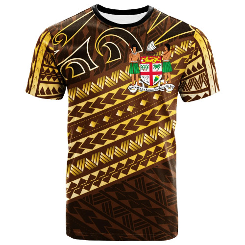 Fiji Custom Personalised T-Shirt - Polynesian Diagonal Pattern 1