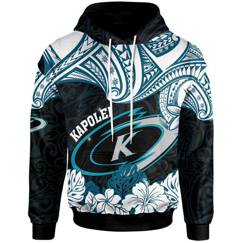Hawaii Kapolei High School Custom Hoodie - Kapolei High School Hibicus Flower and Polynesian Pattern