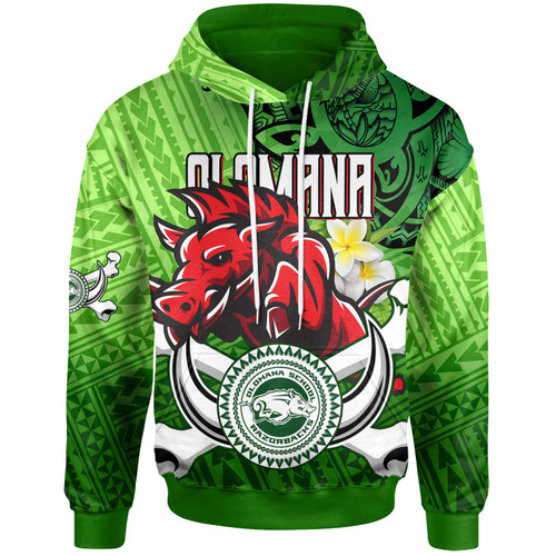 Hawaii Custom Personalised Hoodie - Olomana High & Intermediate School Polynesian Boar and Plumeria