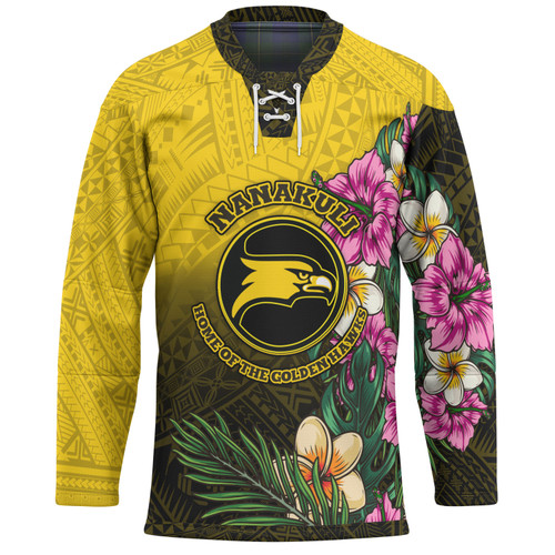 Hawaii Custom Personalised Hockey Jersey - Nanakuli High and Intermediate School Hawaiian Tropical Flowers Hockey Jersey
