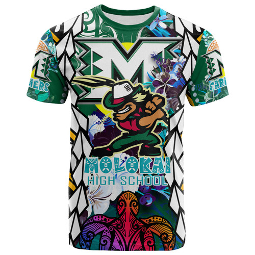 Hawaii Custom Personalised T-Shirt - Moloka'i High School SuPER Farmer With Polynesian Sea Turtle And Hibiscus Tribal Patterns