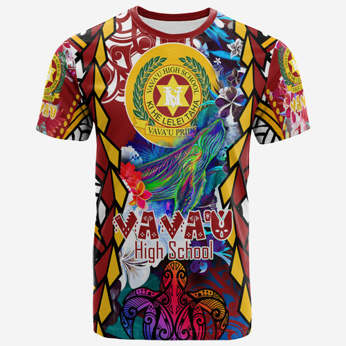 Tonga Custom Personalised T-shirt - Vava'u High School With Sea Turtle And Humpback Whale Polynesian Culture Pride