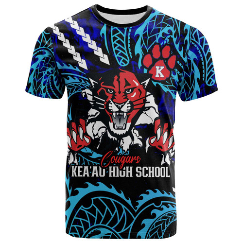 Hawaii Custom T-shirt - KeaÊ»au High School Cougars with Polynesian Patterns Galaxy