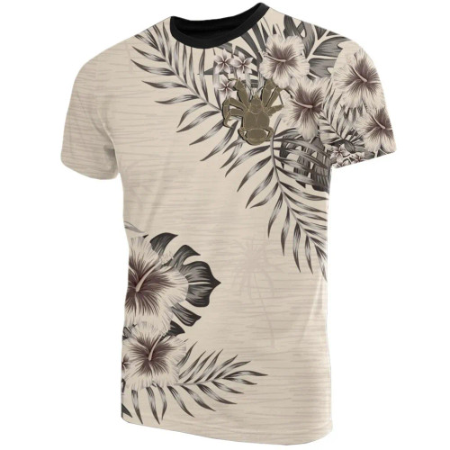 Niue T-Shirt - Niue Coconut Crab Beige Hibiscus 1