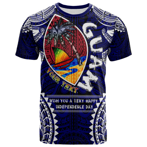 Guam T- Shirt - Custom Guam Independence Day '' Wish You A Very Happy Independence Day '' With Polynesian Patterns
