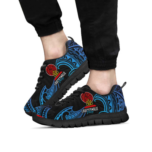 Tonga Sneakers - Lavengamalie College with Polynesian Patterns and Plumeria Flower