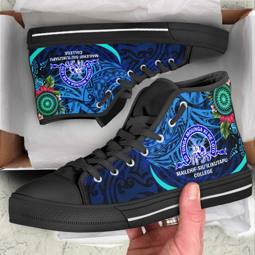Tonga High Top Shoes - Mailefihi Siu'ilikutapu College with Polynesian Culture and Flower