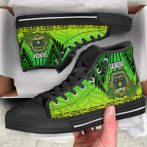 Tonga High Top Shoes - Saineha High School with Tonga Patterns and Polynesian Culture