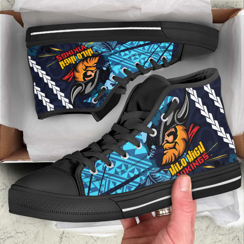 Hawaii High Top Shoes - Hilo High School Polynesian Viking Tribal Pattern